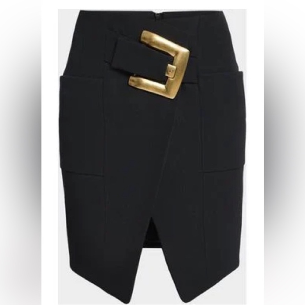 NWT Balmain black grain de poudre miniskirt with belt size 34 / US 2